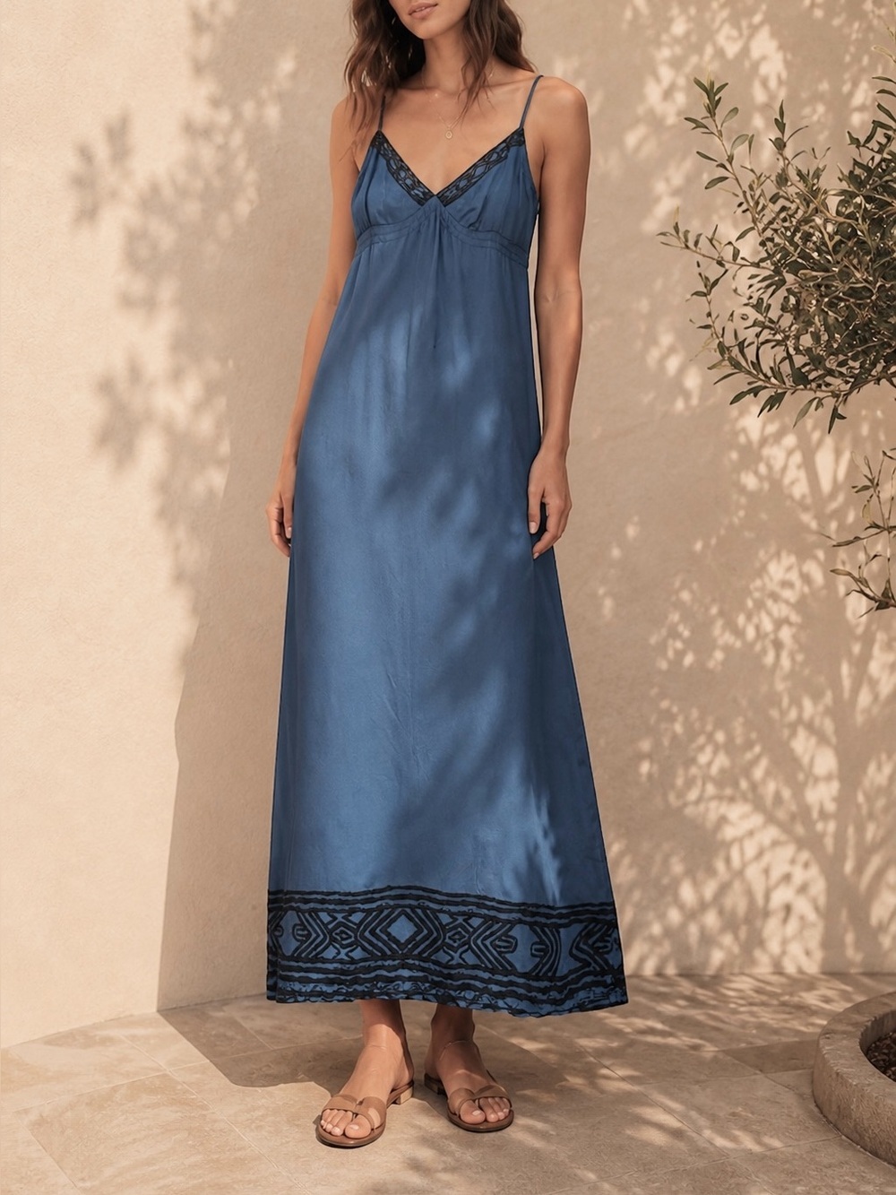 Twelfth Street by Cynthia Vincent Slip Dress Maxi in Steel Blue